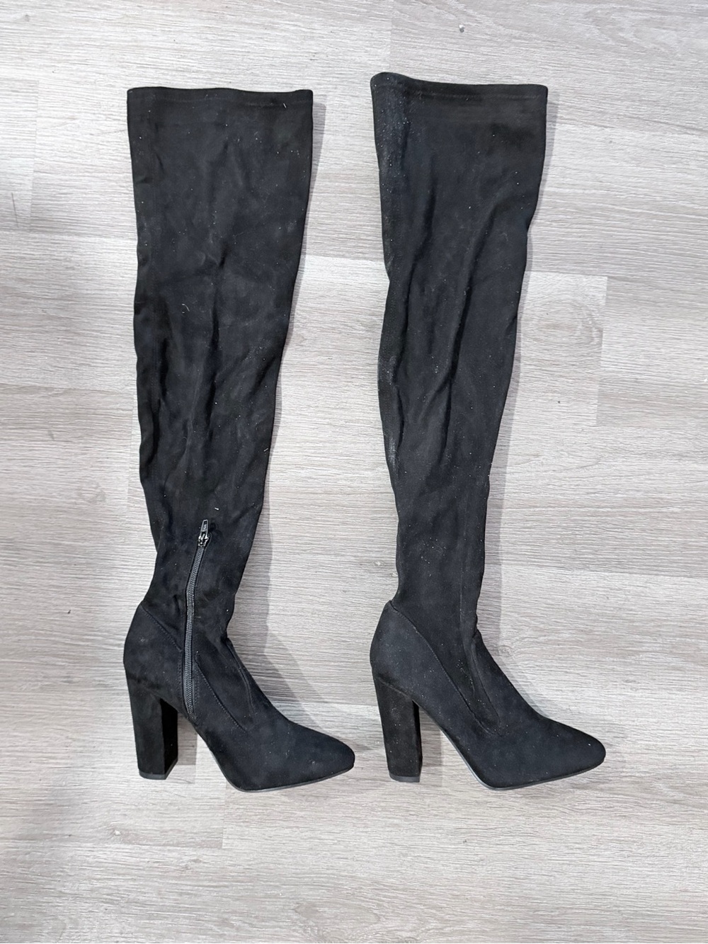 Aldo Black Over-The-Knee Suede Block Heel Boots